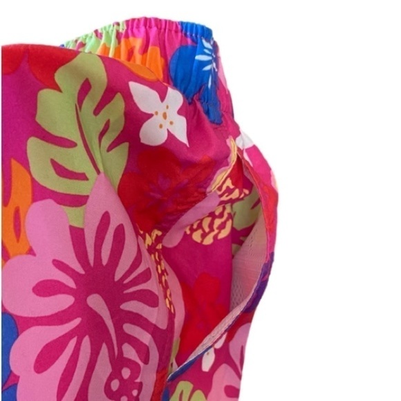 L.L. BEAN Pull-On Bright Floral Shorts/Swim, Pink/Blue/Multi, Girl's Size L 6X/7 - Picture 2 of 9